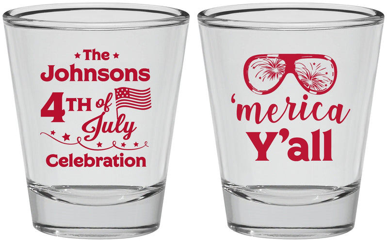 Personalized 4th Of July Shot Glasses - Merica Yall | 220034