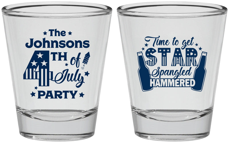 Personalized 4th Of July Shot Glasses - Star Spangled Hammered | 220049