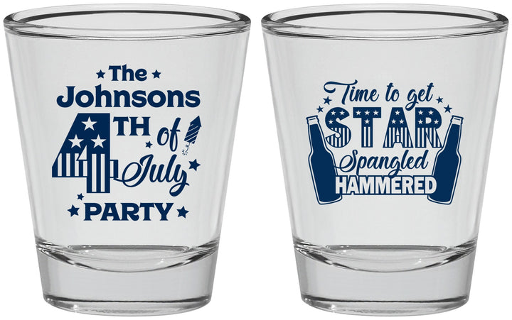 Personalized 4th Of July Shot Glasses - Star Spangled Hammered | 220049