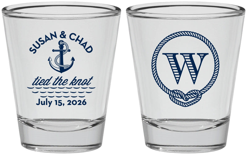 Personalized Wedding Shot Glasses - Monogram Nautical | 226