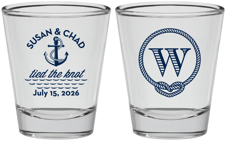 Personalized Wedding Shot Glasses - Monogram Nautical | 226