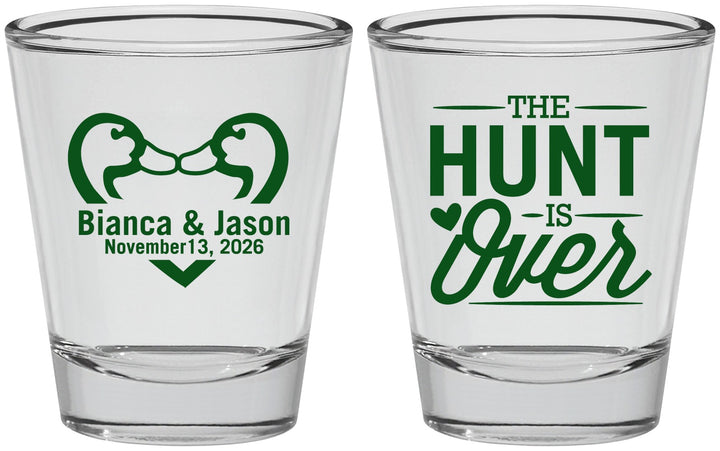 Personalized Wedding Shot Glasses - The Hunt Is Over Duck | 227