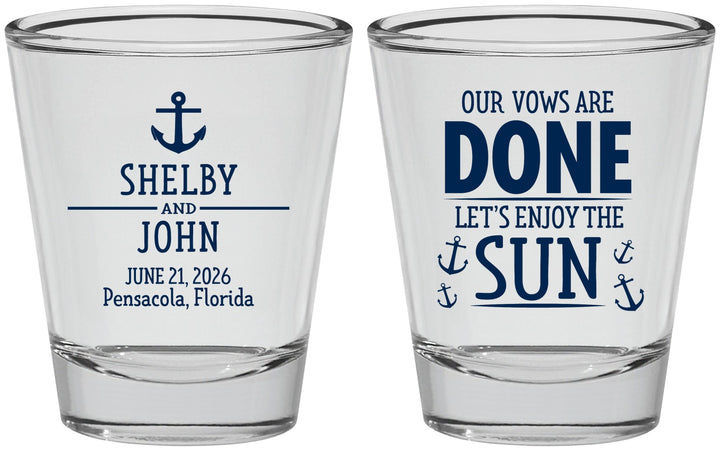 Personalized Wedding Shot Glasses - Vows Are Done Nautical | 228