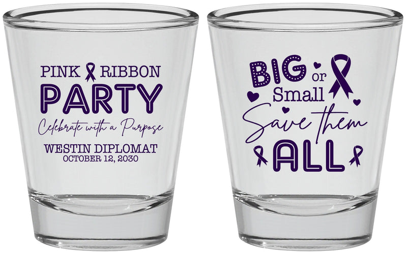 Personalized Awareness Shot Glasses - Pink Ribbon | 230004