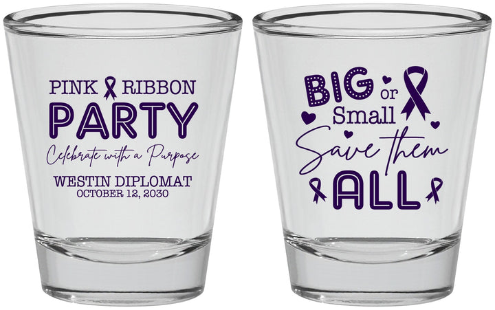 Personalized Awareness Shot Glasses - Pink Ribbon | 230004