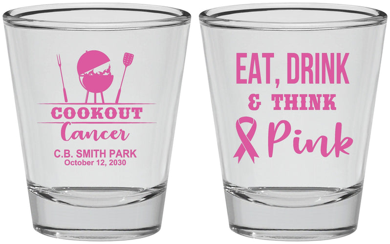 Personalized Awareness Shot Glasses - Eat Drink Think Pink | 230009