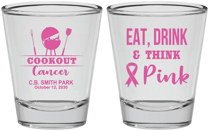 Personalized Awareness Shot Glasses - Eat Drink Think Pink | 230009