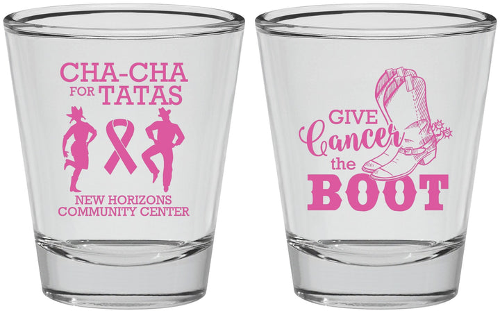 Personalized Awareness Shot Glasses - Give Cancer A Boot | 230011