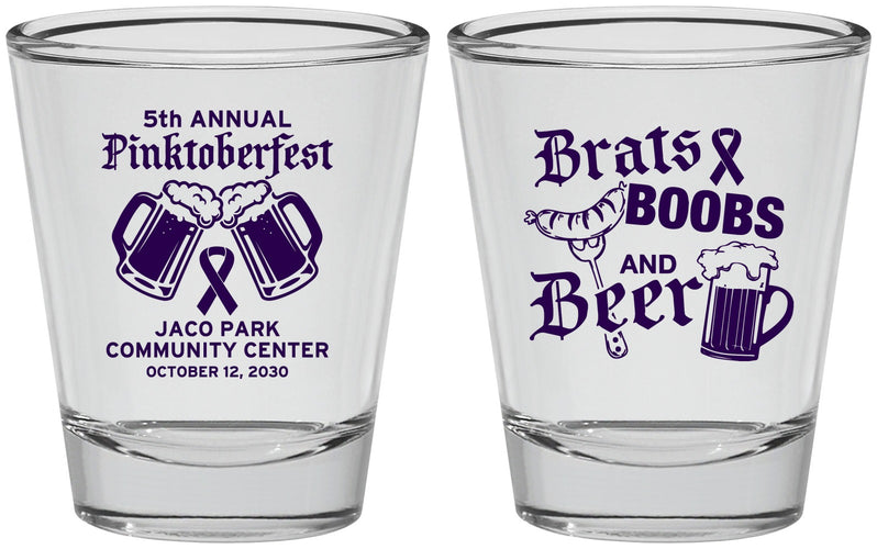 Personalized Awareness Shot Glasses - Brats Boobs Beer | 230012
