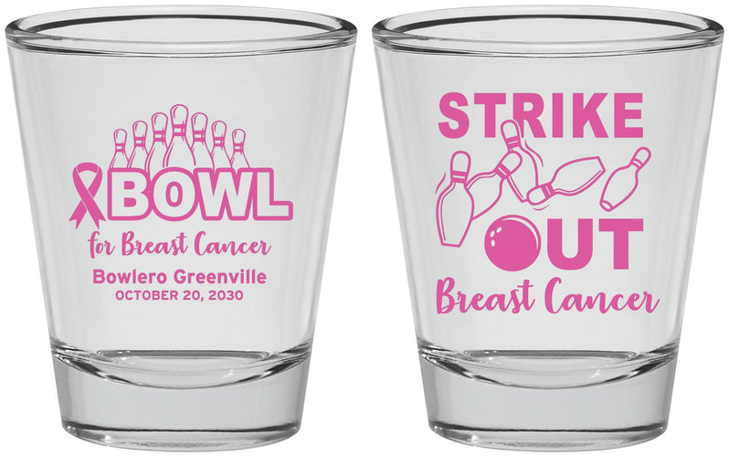 Personalized Awareness Shot Glasses - Bowling Strike Out | 230015