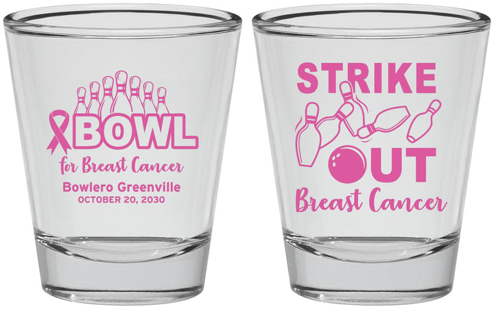 Personalized Awareness Shot Glasses - Bowling Strike Out | 230015