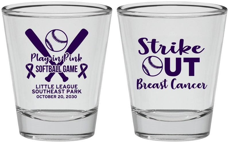 Personalized Awareness Shot Glasses - Baseball Strick Out | 230016
