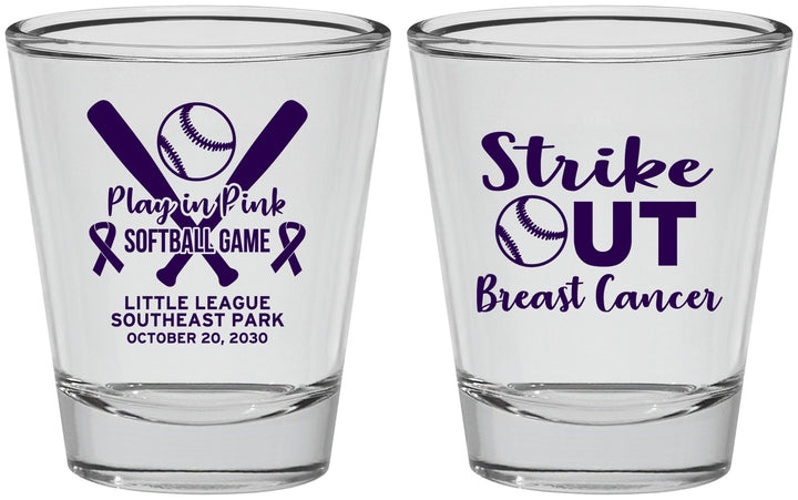 Personalized Awareness Shot Glasses - Baseball Strick Out | 230016