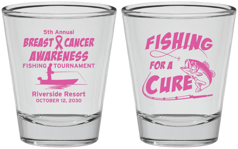 Personalized Awareness Shot Glasses - Fishing For A Cure | 230018