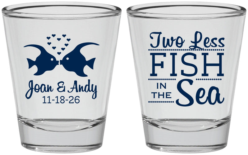 Personalized Wedding Shot Glasses - Two Less Fish In The Sea | 231