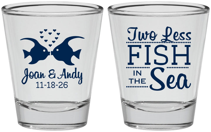Personalized Wedding Shot Glasses - Two Less Fish In The Sea | 231