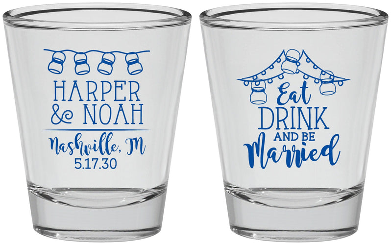 Personalized Wedding Shot Glasses - Eat Drink Be Married | 235