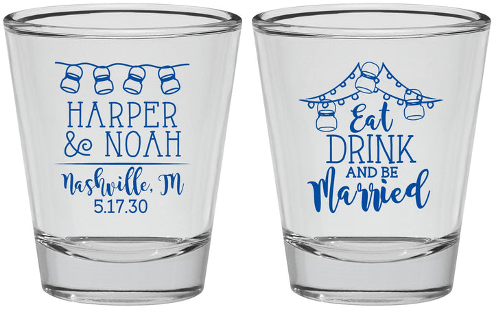 Personalized Wedding Shot Glasses - Eat Drink Be Married | 235