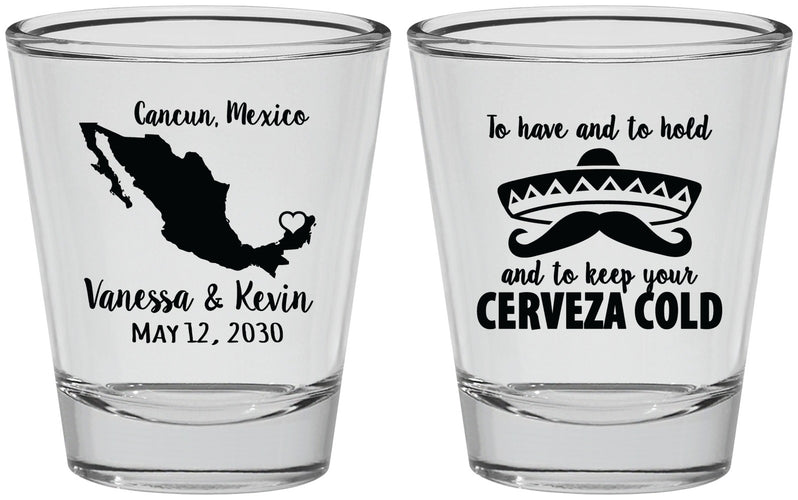 Personalized Wedding Shot Glasses - Cerveza Mexico | 241