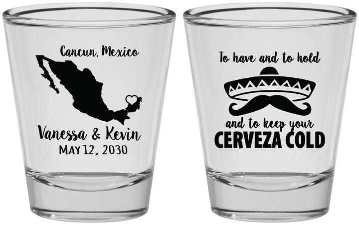 Personalized Wedding Shot Glasses - Cerveza Mexico | 241