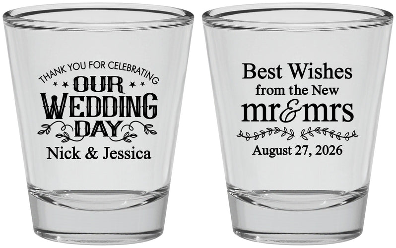 Personalized Wedding Shot Glasses - Best Wishes Mr And Mrs | 242
