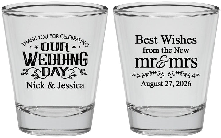 Personalized Wedding Shot Glasses - Best Wishes Mr And Mrs | 242