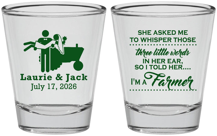 Personalized Wedding Shot Glasses - Farmer Tractor | 244