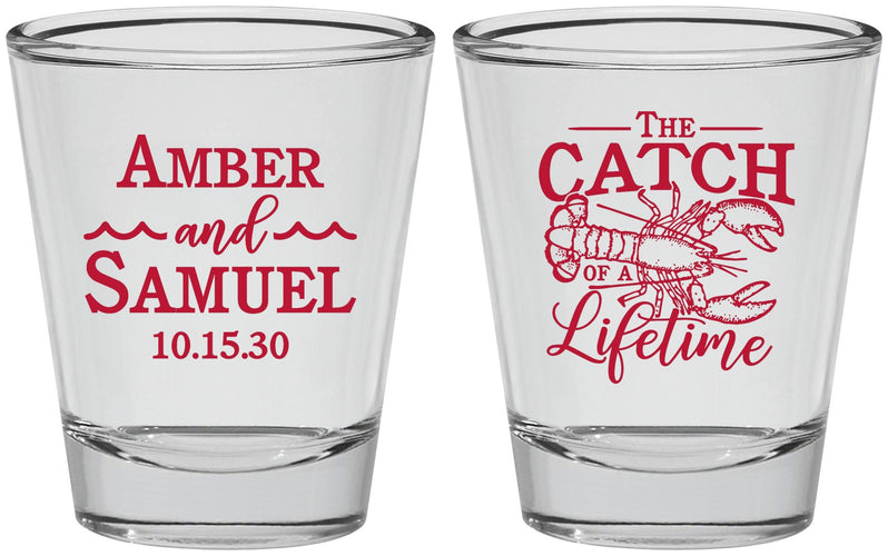Personalized Wedding Shot Glasses - Catch Of A Lifetime Lobster | 245