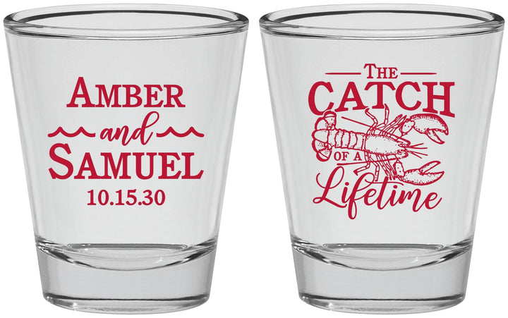 Personalized Wedding Shot Glasses - Catch Of A Lifetime Lobster | 245