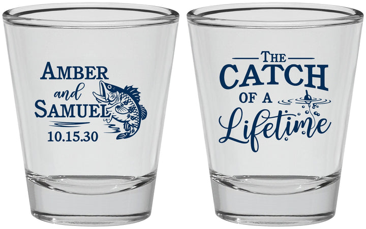 Personalized Wedding Shot Glasses - Catch Of A Lifetime Fish | 246
