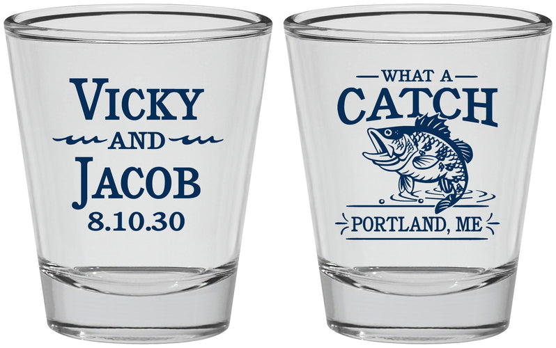 Personalized Wedding Shot Glasses - What A Catch Fish | 247