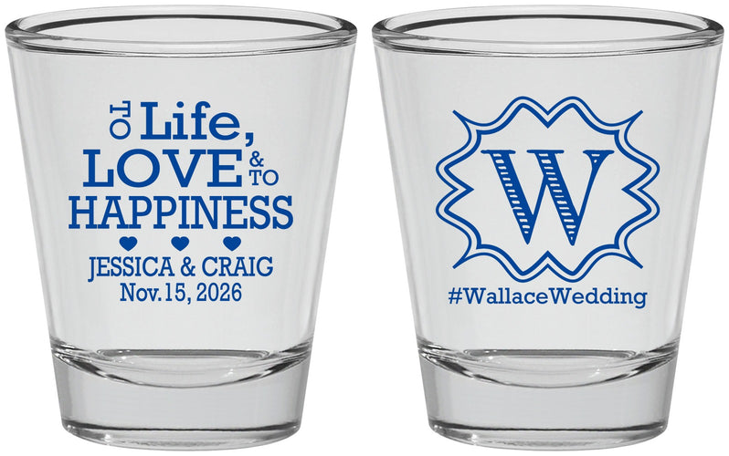 Personalized Wedding Shot Glasses - Life Love Happiness | 248