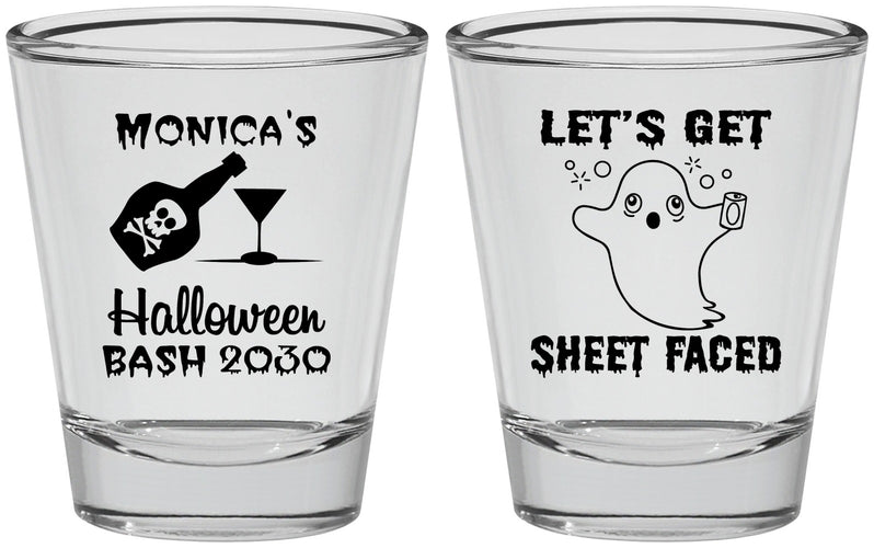 Personalized Halloween Shot Glasses - Ghost Sheet Faced | 250009