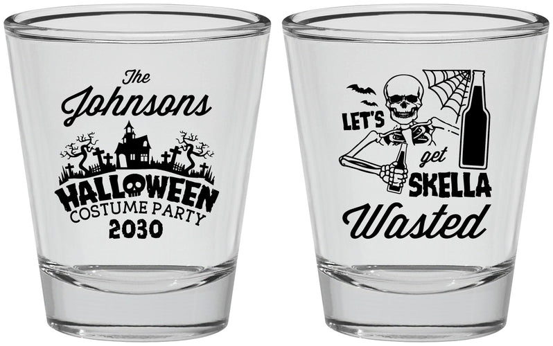Personalized Halloween Shot Glasses - Skellawasted Skeleton | 250014
