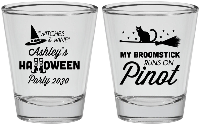 Personalized Halloween Shot Glasses - Witch Broomstick | 250098