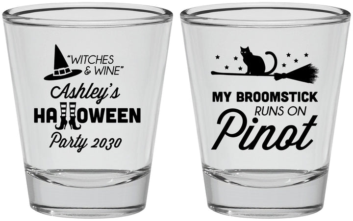 Personalized Halloween Shot Glasses - Witch Broomstick | 250098