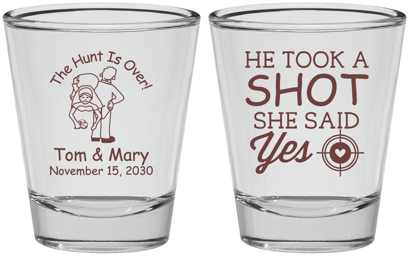 Personalized Wedding Shot Glasses - He Took A Shot She Said Yes | 259