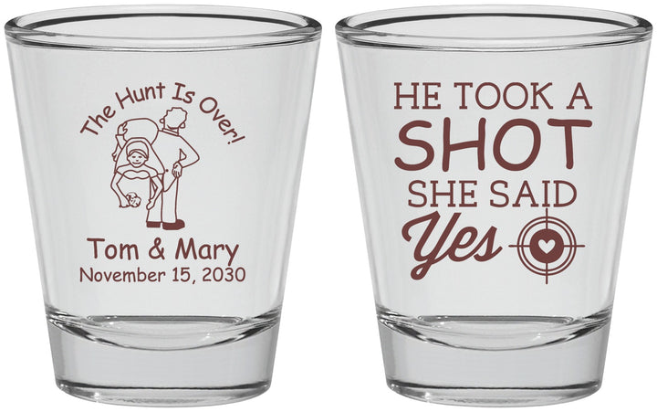 Personalized Wedding Shot Glasses - He Took A Shot She Said Yes | 259