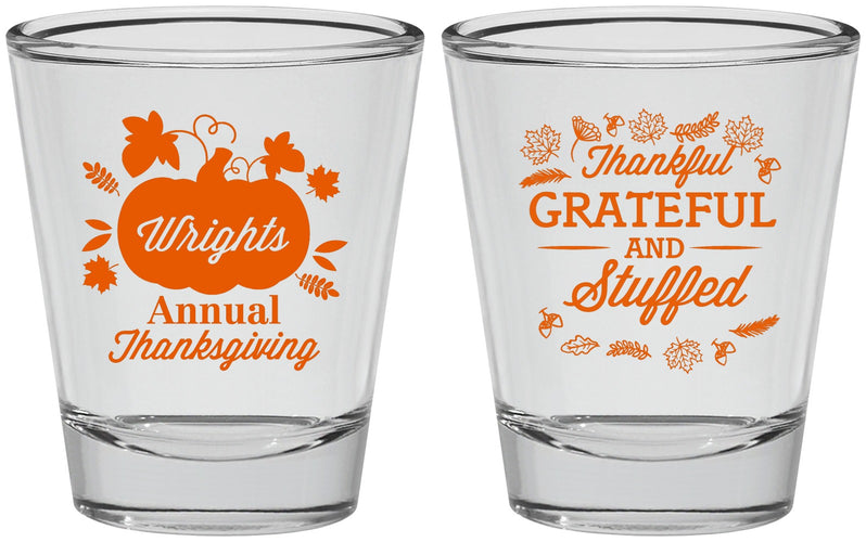 Personalized Thanksgiving Shot Glasses - Grateful And Stuffed | 260000