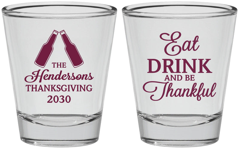 Personalized Thanksgiving Shot Glasses - Eat Drink Thankful | 260001