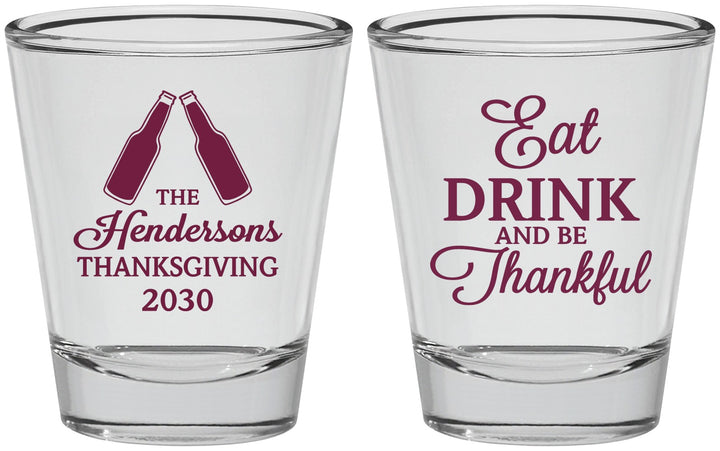 Personalized Thanksgiving Shot Glasses - Eat Drink Thankful | 260001