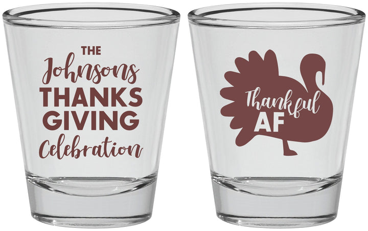 Personalized Thanksgiving Shot Glasses - Thankful Af | 260002