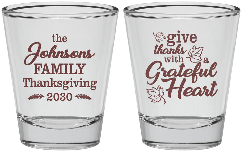 Personalized Thanksgiving Shot Glasses - Grateful | 260006