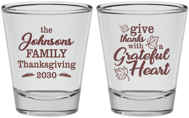 Personalized Thanksgiving Shot Glasses - Grateful | 260006