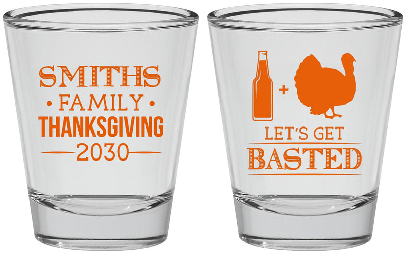 Personalized Thanksgiving Shot Glasses - Lets Get Basted | 260008