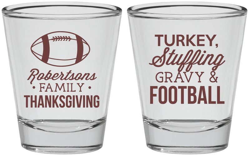 Personalized Thanksgiving Shot Glasses - Football Turkey | 260010