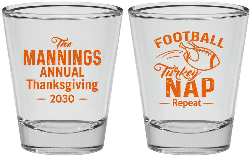 Personalized Thanksgiving Shot Glasses - Football Turkey | 260012
