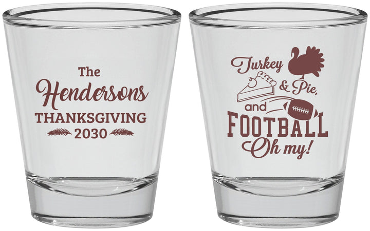 Personalized Thanksgiving Shot Glasses - Football Turkey | 260014