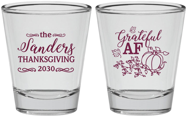 Personalized Thanksgiving Shot Glasses - Grateful Af | 260017