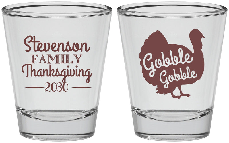 Personalized Thanksgiving Shot Glasses - Gobble Turkey | 260018